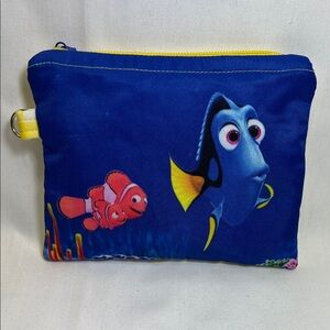 Handmade Upcycled Blue Finding Dory Clutch